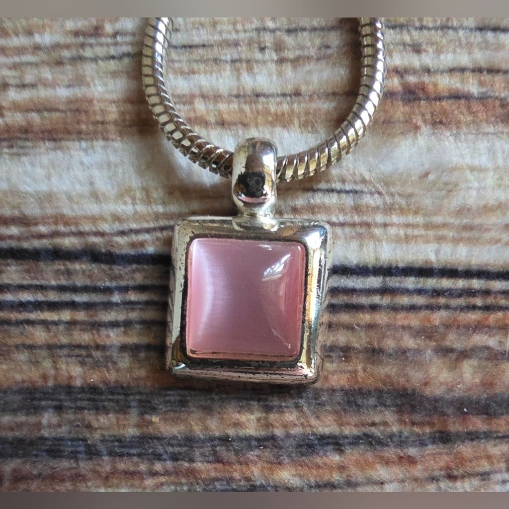 Other Vintage Pink and Silver Pendant Necklace With Earrings Set Size ONE SIZE - 1 Thumbnail