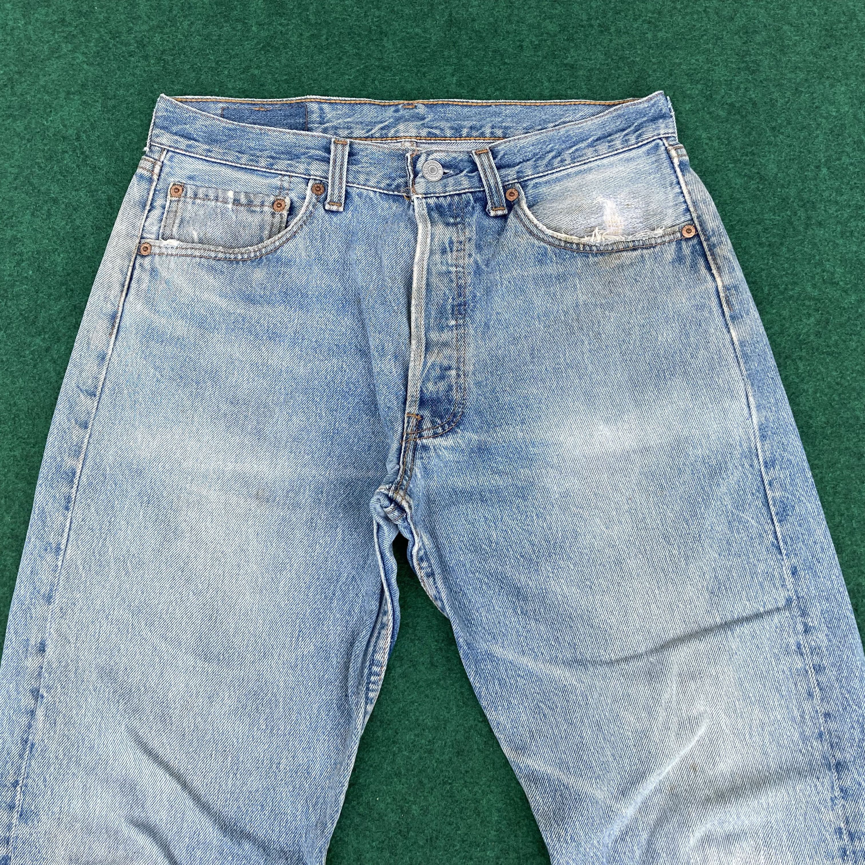 Levi's × Vintage Vtg Levis 501 Distressed Ripped Light Blue Faded Sz 31 Jeans Size US 31 - 3 Thumbnail