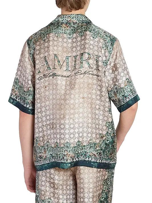 Amiri os11x0526 Silk Bandana Bowling Shirt in Multicolor Size US XL / EU 56 / 4 - 5 Thumbnail