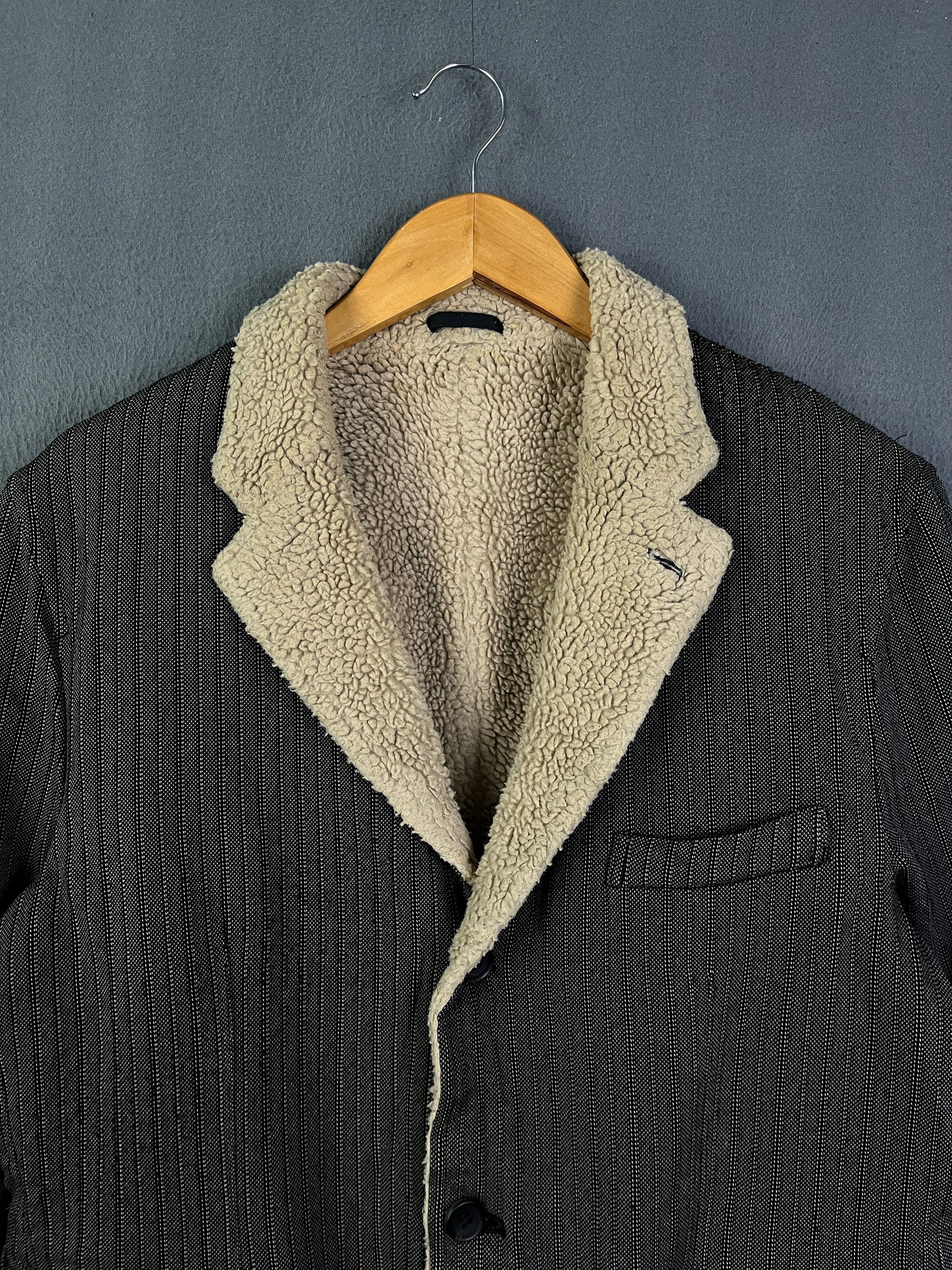 Comme des Garcons Homme CDG Homme AW2005 Sherpa Deep Pile Pinstripes Jacket Size US L / EU 52-54 / 3 - 4 Thumbnail