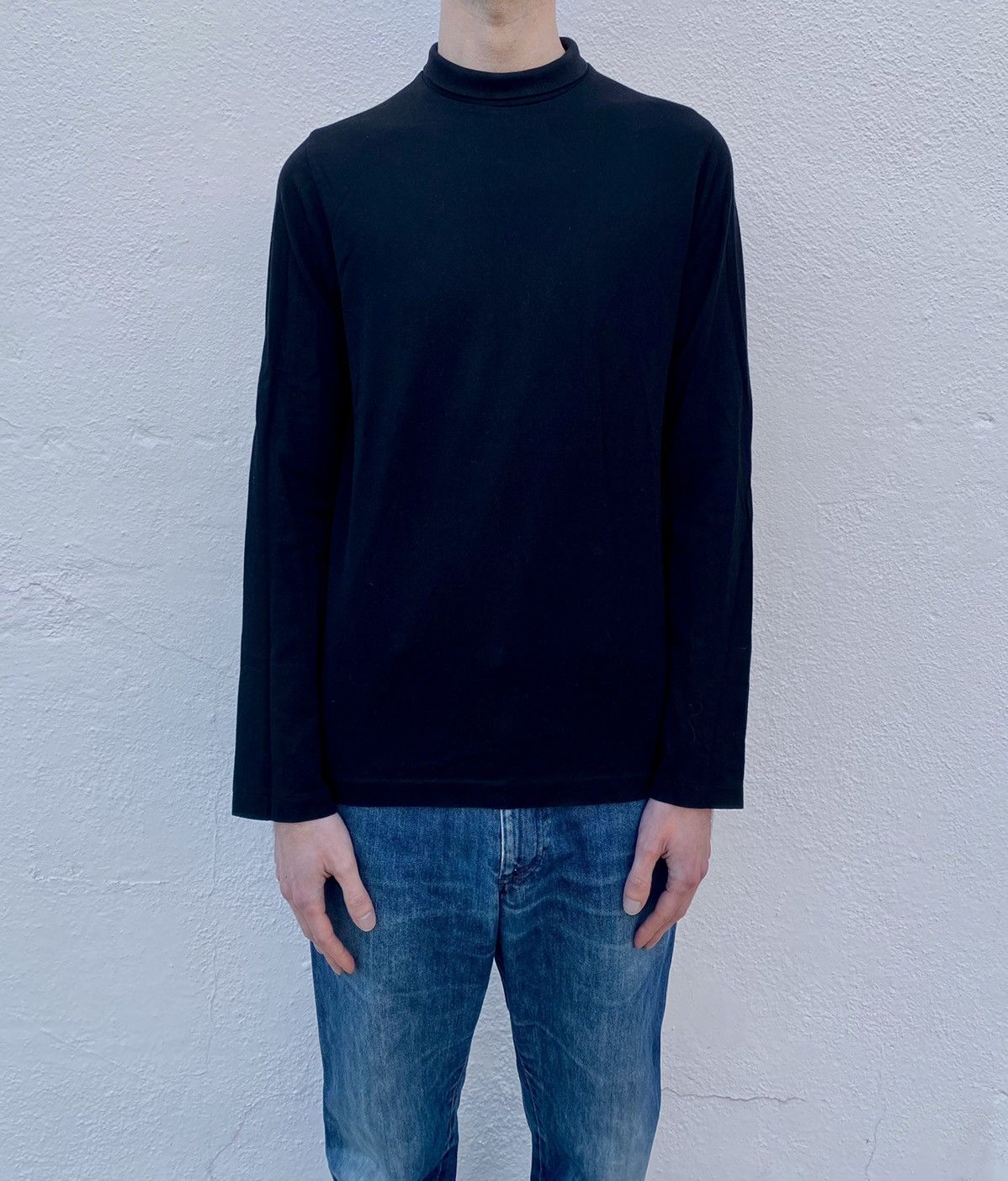 image of Yohji Yamamoto Pour Homme 90's Black Cotton Turtleneck, Men's (Size Medium)