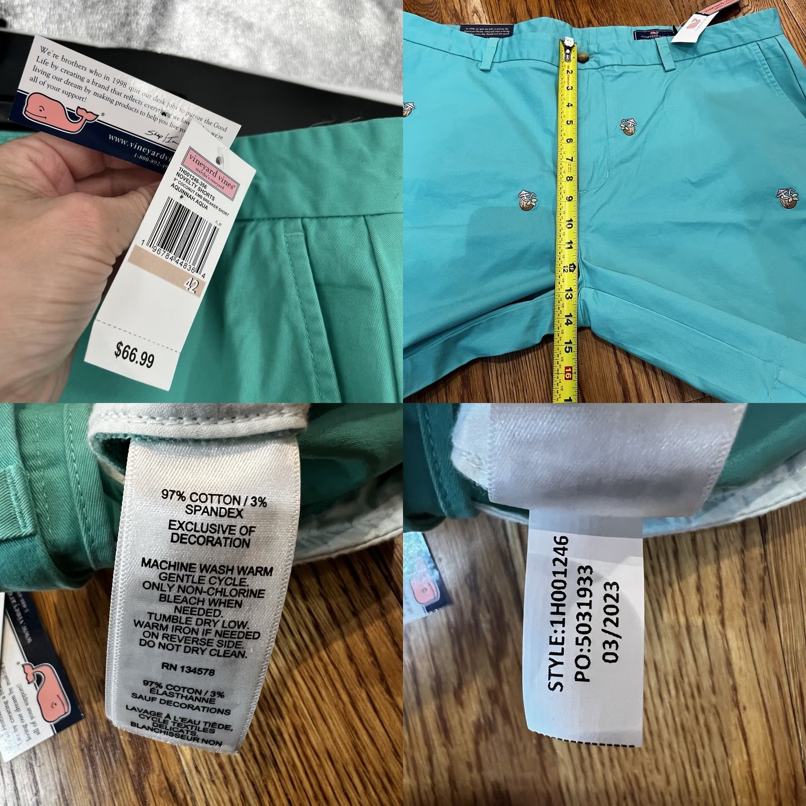 Vineyard Vines Vineyard Vines Classic Fit Breaker Shorts 42x9 Men Green Twill 100% Cotton Chino Preppy Beach NWT Size US 42 / EU 58 - 9 Thumbnail