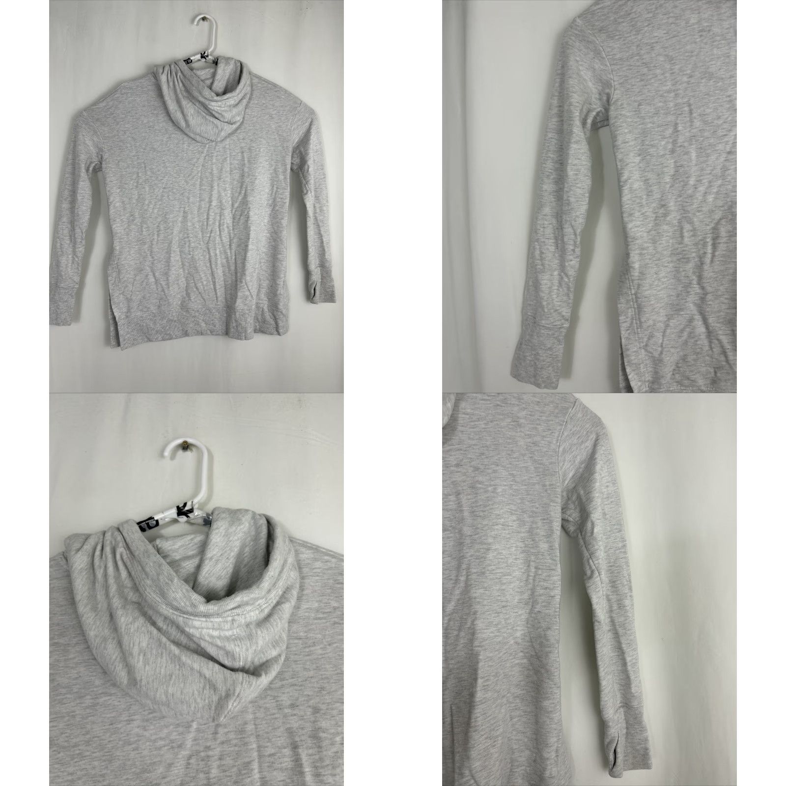 Athleta Athleta Hoodie Women S Gray Pullover Split Sides Thumb Hole 445925-00 Short Description: stains on front 20 chest 27.5 length 21.5 sleeves Size S / US 4 / IT 40 - 9 Thumbnail