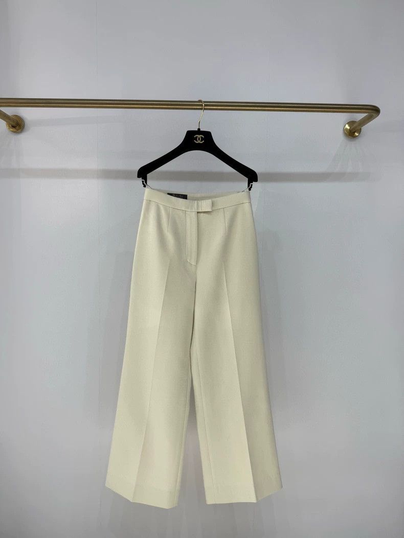 Loro Piana LORO PIANA Cow's milk cream white wide leg pants Size 25" / US 0 / IT 36 - 1 Thumbnail