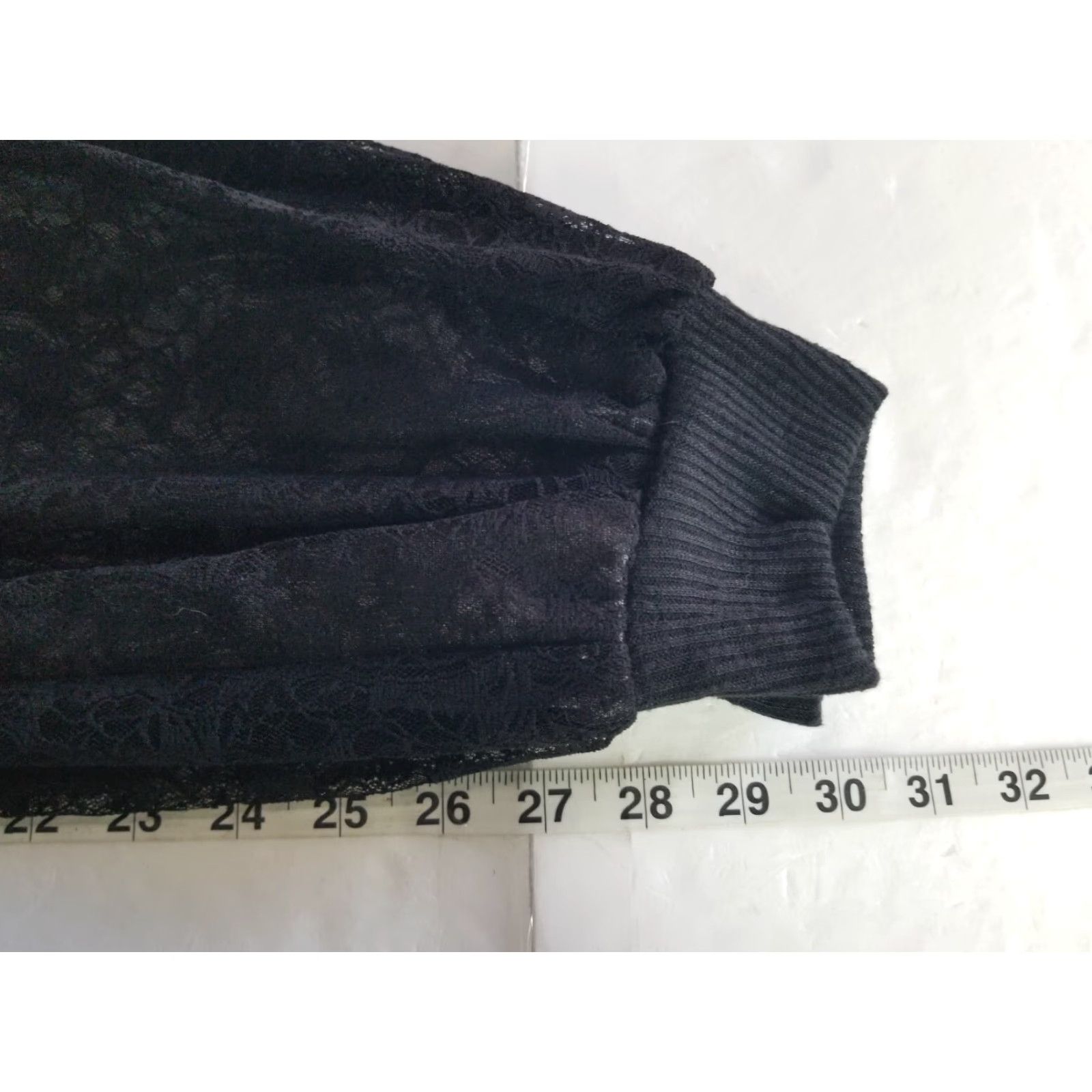 Anthropologie A'reve Pants Leg Trousers Sheer Crochet Black Size M Elastic Waist Wide Leg Tapered High Rise Bohemian Women Regular Dress Pants Size 32" / US 10 / IT 46 - 6 Thumbnail