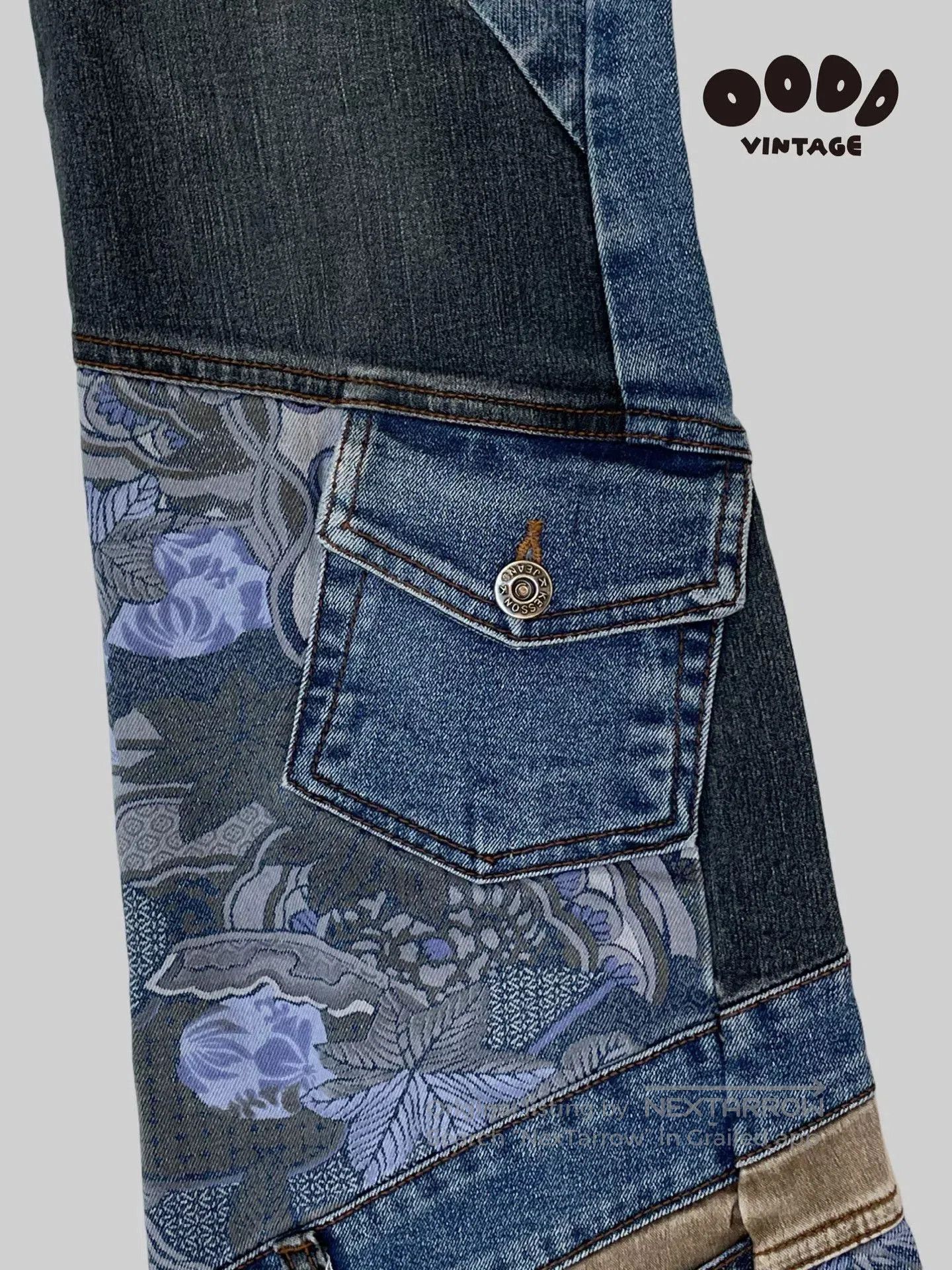 5351 POUR LES FEMMES 00s Patchwork Flared Denim Pants. Size 24" / US 00 / IT 34 - 8 Thumbnail