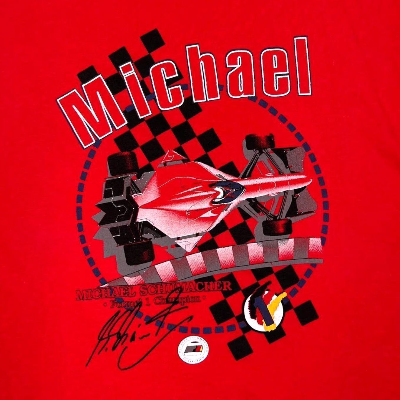 Champion VINTAGE Michael Schumacher “Formula 1 Champion” T-Shirt Red Large XL Boys/Mens Logo Graphic Print Formulation Size US L / EU 52-54 / 3 - 4 Thumbnail