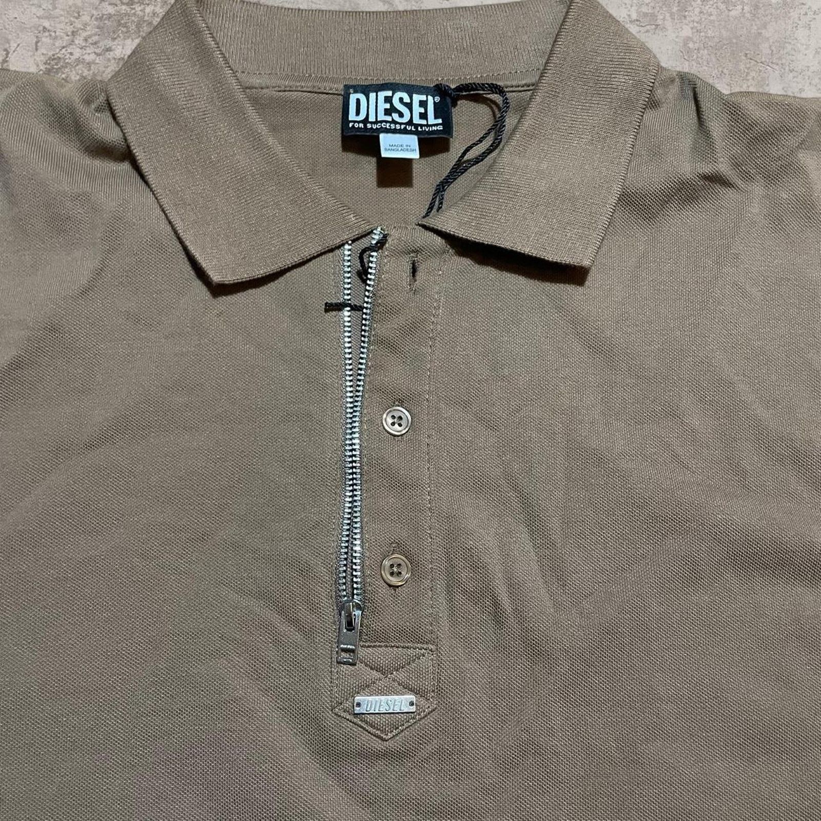 Diesel 2000s diesel brown quarter zip button up polo shirt size XXL Size US XXL / EU 58 / 5 - 2 Thumbnail