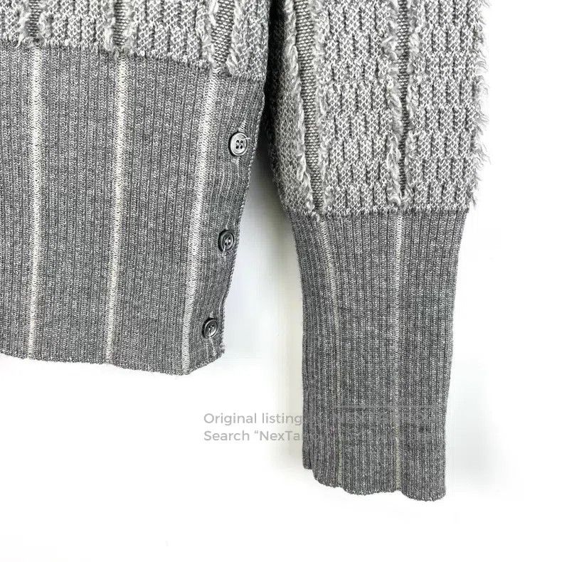 Thom Browne Thom Browne Gray Striped Fringe Wool Sweater Size US XS / EU 42 / 0 - 6 Thumbnail