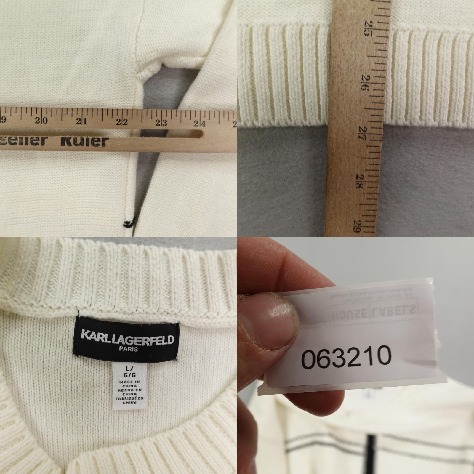 Karl Lagerfeld Karl Lagerfeld Sweater Womens Large White Black Eiffel Tower Knit Pullover Paris Designer All Seasons Size L / US 10 / IT 46 - 8 Thumbnail