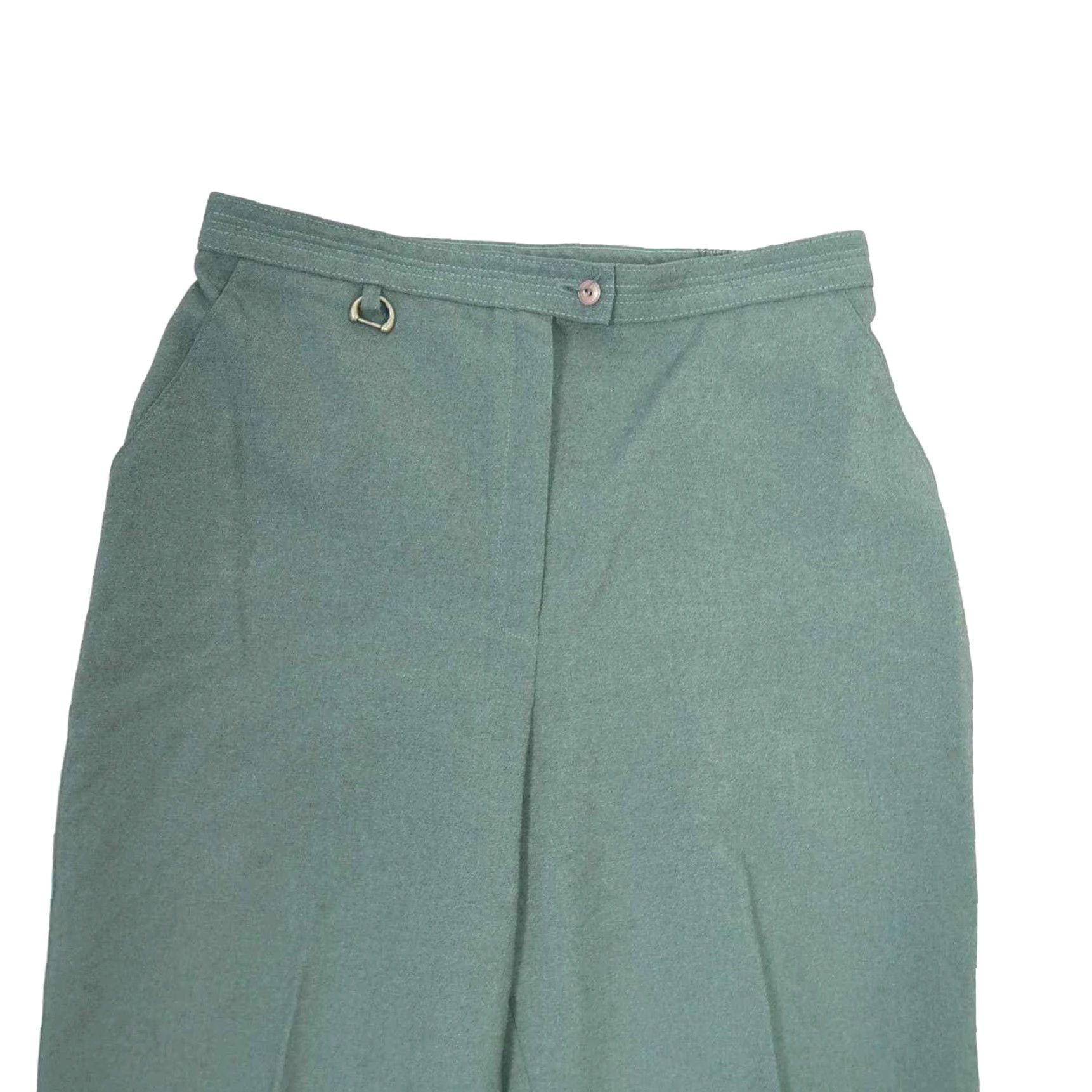 Vintage VINTAGE 90s Dark Green High Rise Straight Leg Trouser Pants 12P Green Polyester 1990s Petite Womens Pants Size 34" / US 12 / IT 48 - 2 Thumbnail