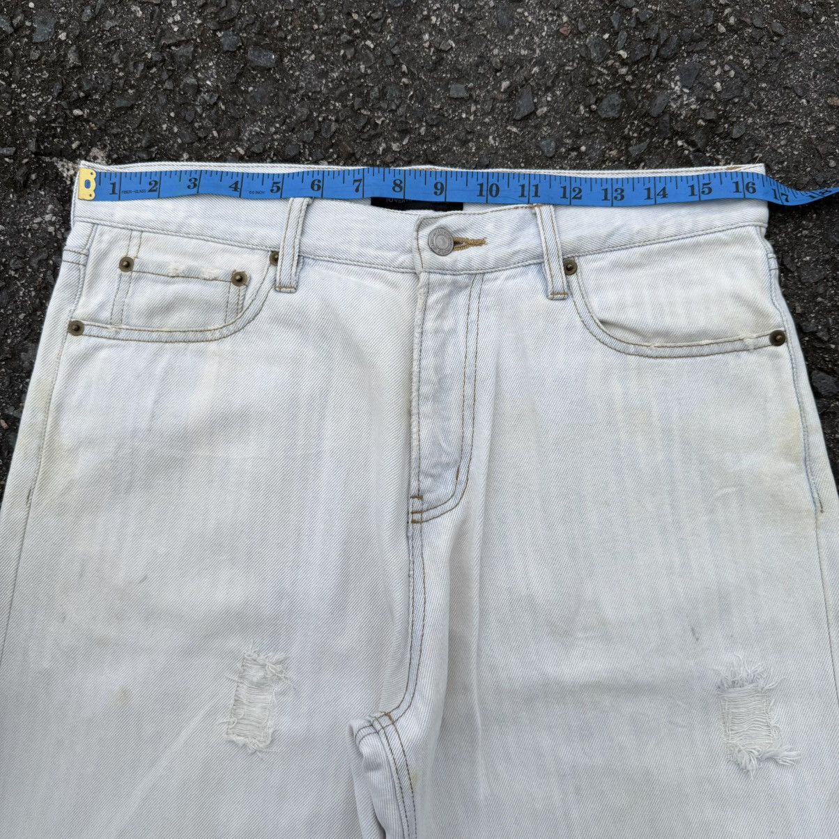Japanese Brand VINTAGE POWER TO THE PEOPLE WHITE DENIM JEANS Size US 33 - 7 Thumbnail