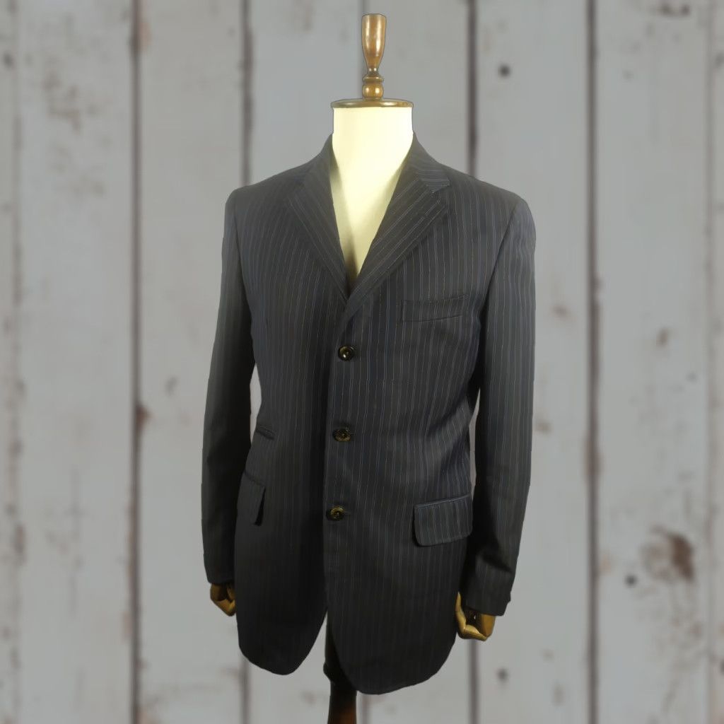 Etro ETRO Wool Suit Men Size 52 Striped 2 Piece Vintage Regular Chest 42 Black 90s Mens Size 52R - 1 Thumbnail