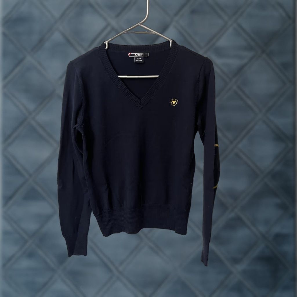 Ariat Ariat Sweater Pullover Womens Navy Merino Wool Blend Knit Elbow Patch V-Neck M Size M / US 6-8 / IT 42-44 - 1 Thumbnail
