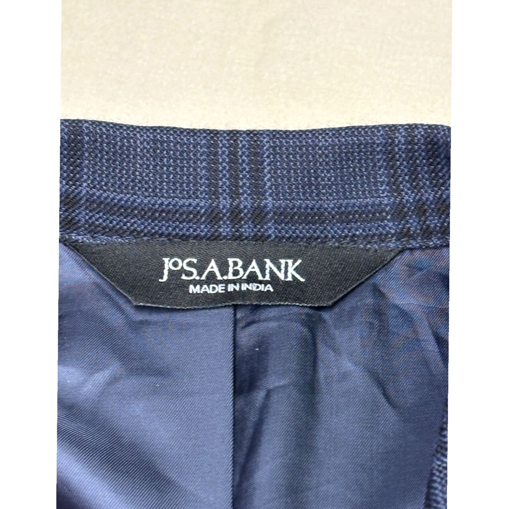Jos. A. Bank Jos A Bank Signature Mens 41 Long Navy Blue Plaid 100% Wool Tailored Sport Coat Blazer Shirt Jacket? Size 42R - 4 Thumbnail