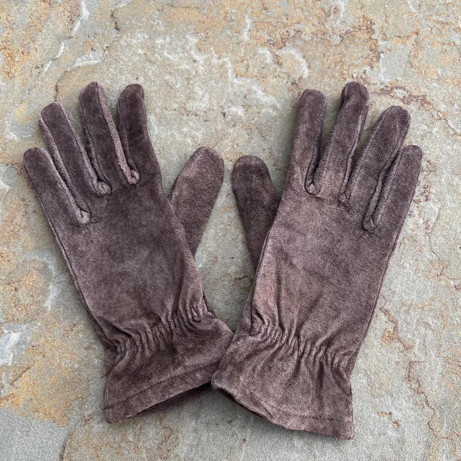 Other Y2K Brown Suede Leather Gloves Size ONE SIZE - 1 Thumbnail
