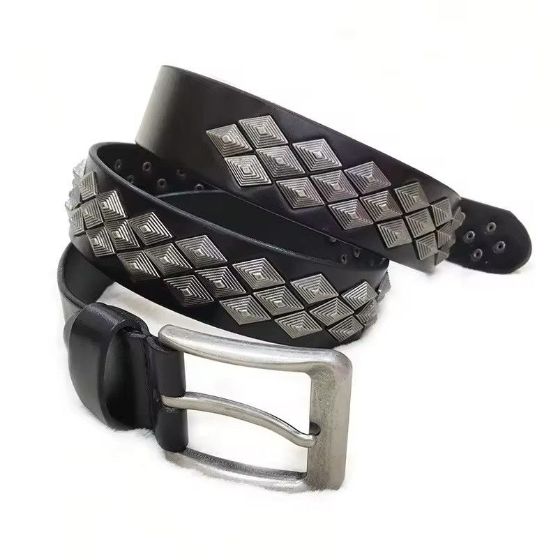 Japanese Brand × Vintage Heavy Metal Rivet Genuine Leather Belt Size ONE SIZE - 4 Thumbnail