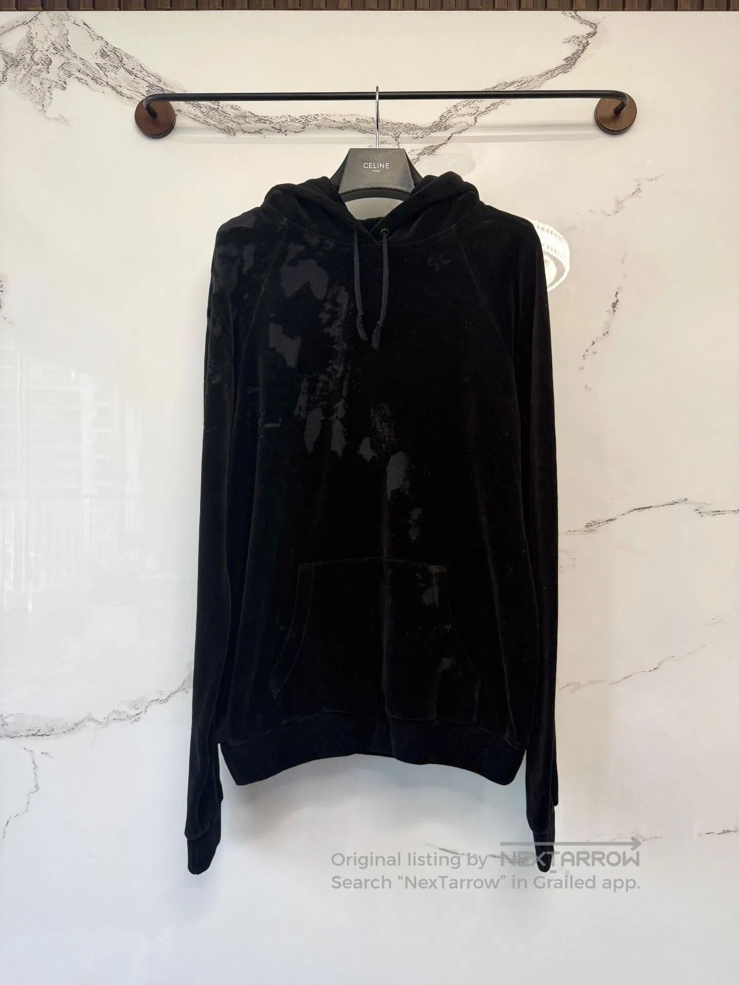 Saint Laurent Paris black velvet distressed hoodie from saint laurent. Size US M / EU 48-50 / 2 - 1 Thumbnail