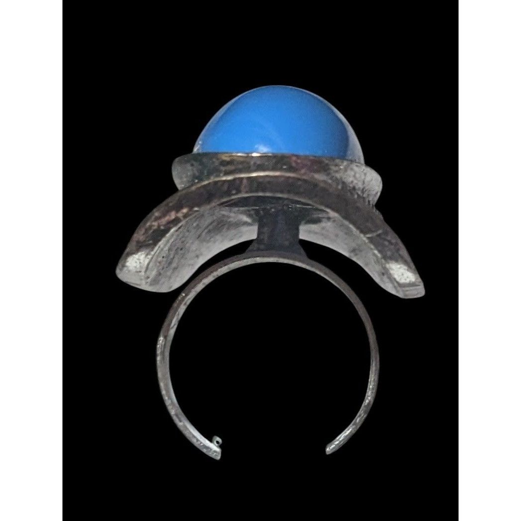 Other Bohemian Large Blue Stone Silver Tone Adjustable Ring Size 6 Size ONE SIZE - 11 Thumbnail