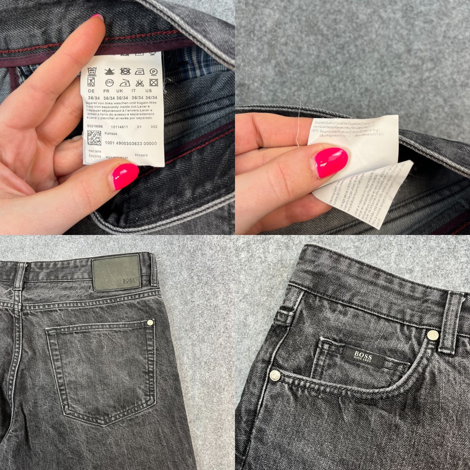 Hugo Boss HUGO BOSS Jeans Relaxed Straight 36 Mens Denim 5-Pocket Cotton Dark Black Grey Faded 100% Cotton Regular Size 36 Boys? Size US 36 / EU 52 - 8 Thumbnail