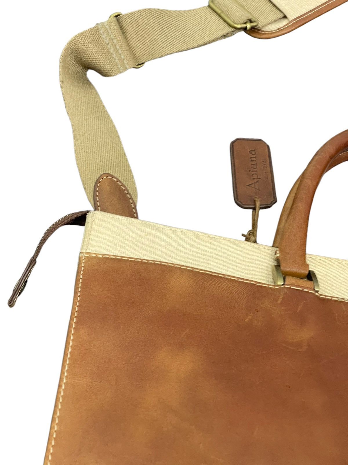 Leather Leather Cotton Canvas Apiana Office Bag 9🟩 Size ONE SIZE - 19 Thumbnail