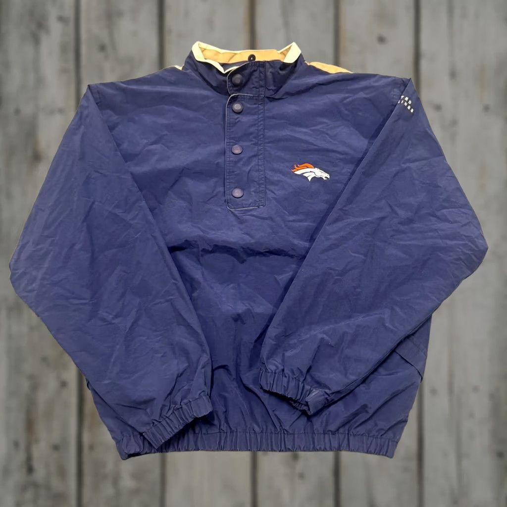 Vintage Antigua Windbreaker Jacket Mens Large Cotton Blend 1/4 Button Up Blue Denver Broncos Jacket (Pre-Owned) Size US L / EU 52-54 / 3 - 1 Thumbnail