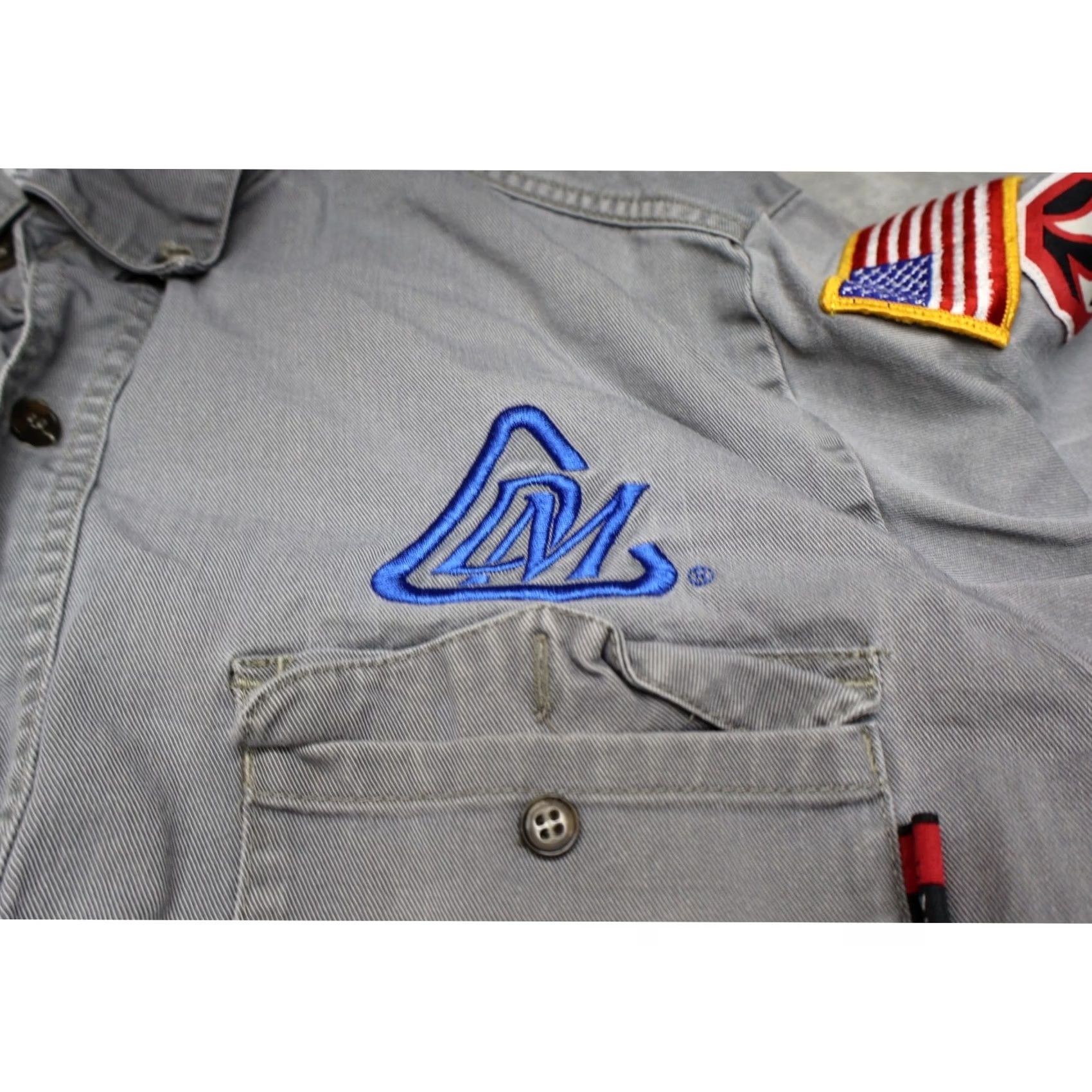 Walls Walls FR Work Shirt Men Large Grey Long Sleeve Fire Resistant Utility Patch LOGO Size US L / EU 52-54 / 3 - 2 Thumbnail