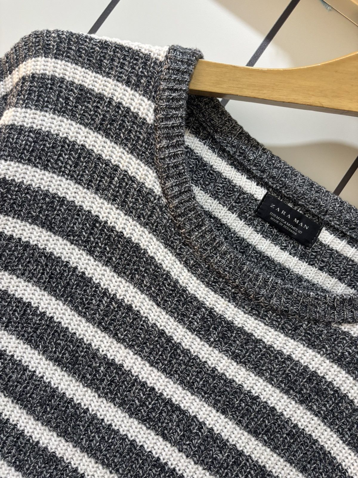 Zara Zara Man Striped Ribbed-Knit Crew-Neck Sweater - Grey Size US M / EU 48-50 / 2 - 3 Thumbnail