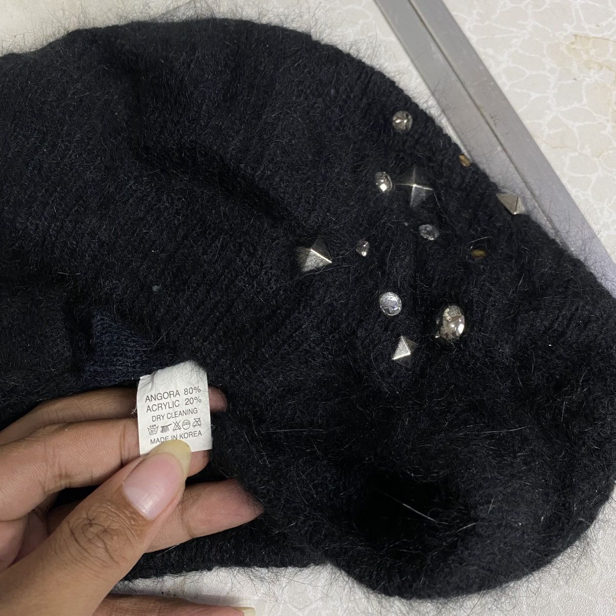 If Six Was Nine × Japanese Brand × Le Grande Bleu (L.G.B.) 2000s y2k studded baret mohair hats Size ONE SIZE - 6 Thumbnail