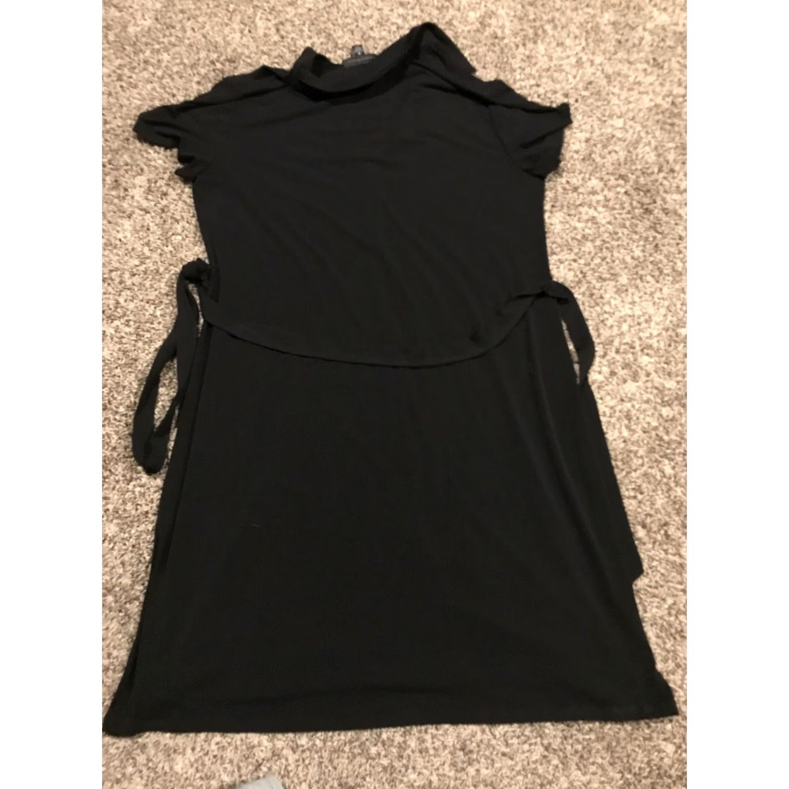 Vintage Investments Womens Dress M Black Polyester Blend Stretch NWT A-Line Knee Length Short Sleeve Collared Button Vintage No Size M / US 6-8 / IT 42-44 - 4 Thumbnail