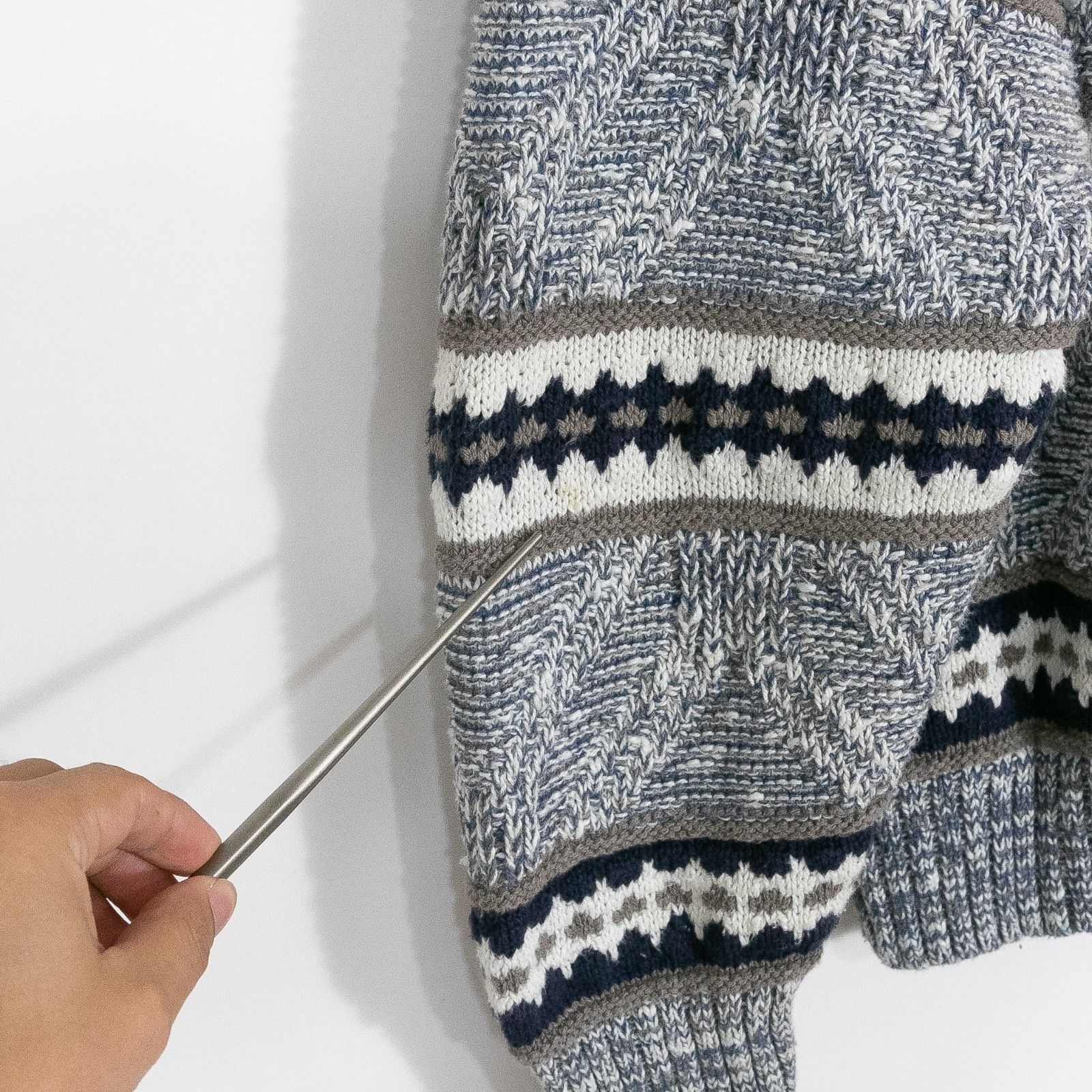 Vintage Vintage Cotton Knit Fair Isle Sweater Medium Gray Striped Size US M / EU 48-50 / 2 - 8 Thumbnail