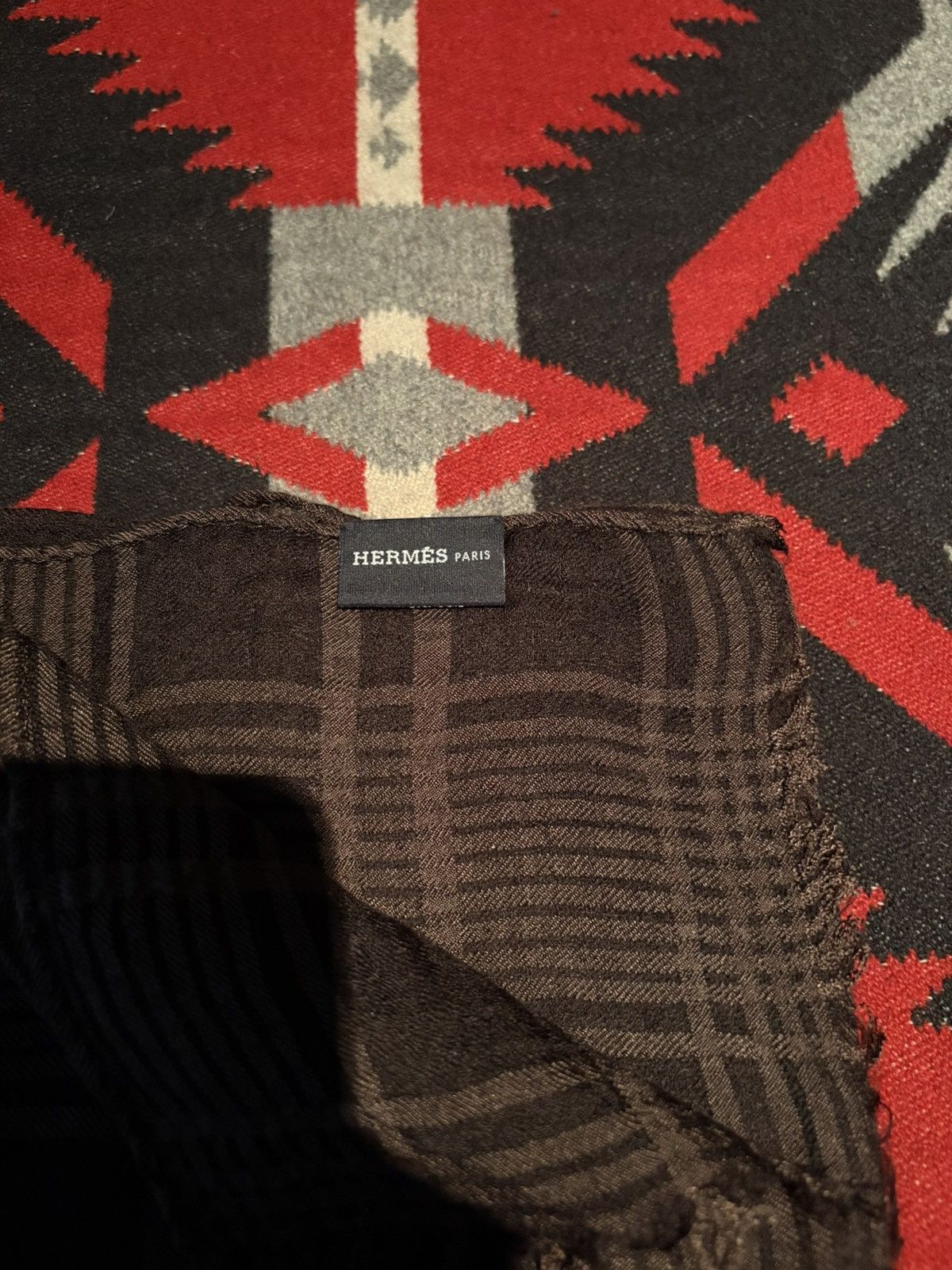 Hermes Silk Cashmere Plaid Rectangular Scarf Size ONE SIZE - 3 Thumbnail