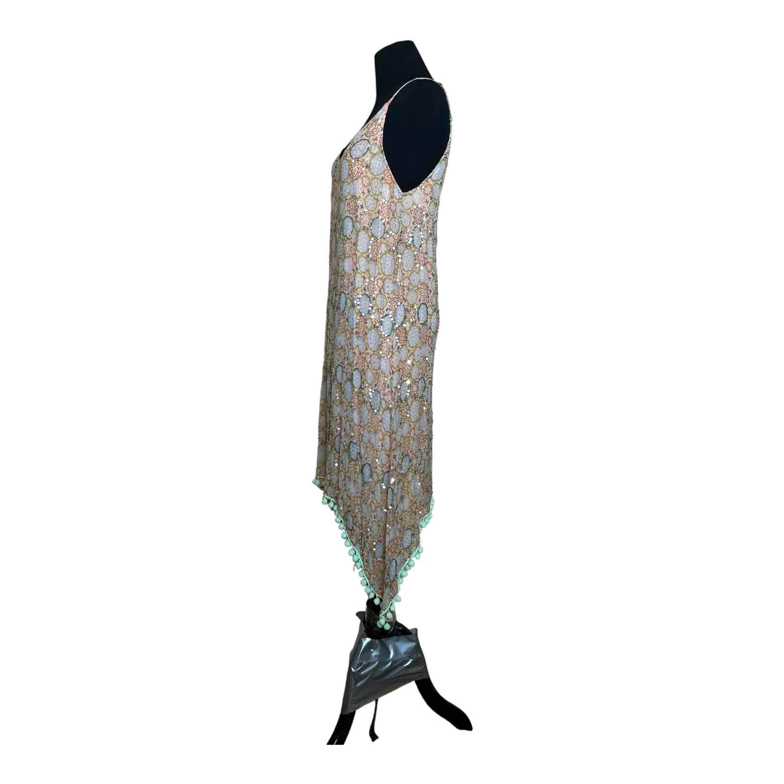 Anthropologie Raga Amalfi Sequin Pom Pom Asymmetrical Dress size XS Size XS / US 0-2 / IT 36-38 - 8 Thumbnail
