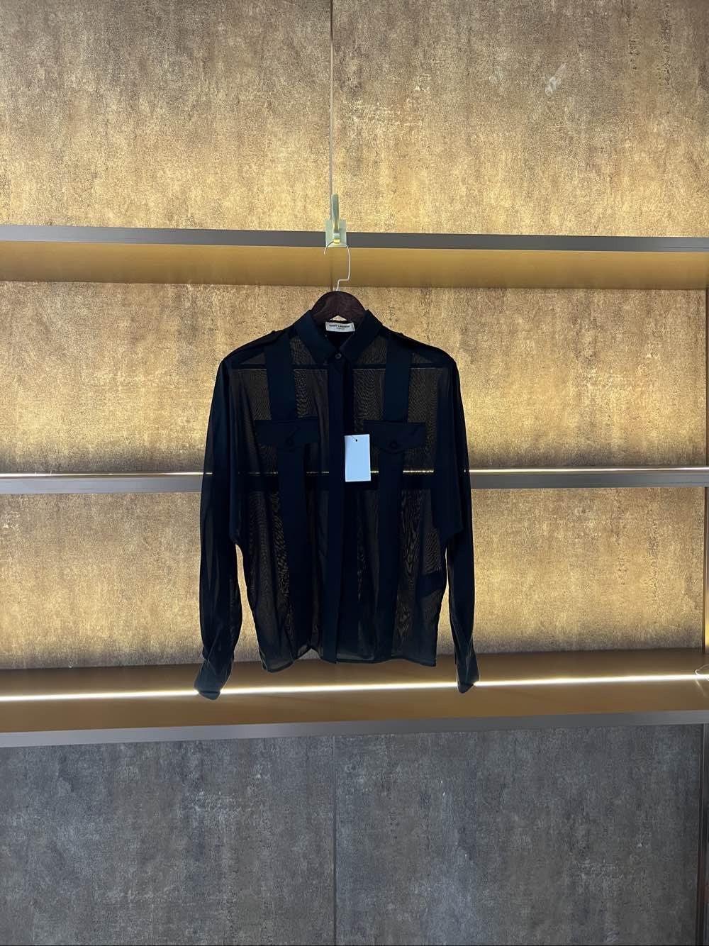 Saint Laurent Paris Saint Laurent Black Sheer Silk Button Up Shirt Size 36 Size XS / US 0-2 / IT 36-38 - 1 Thumbnail