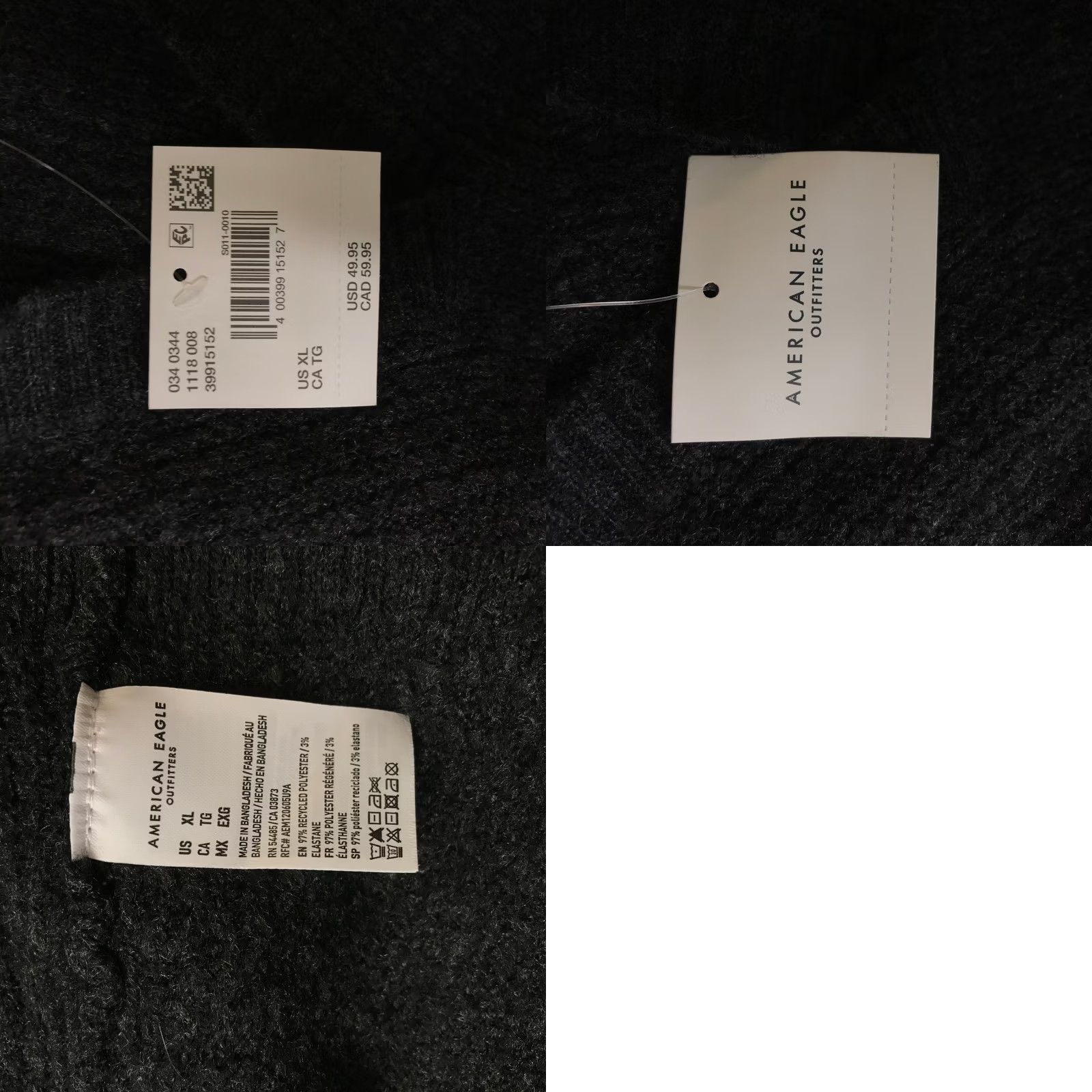 Vintage American Eagle V-Neck Polo Sweater Shirt Women XL Charcoal Gray Ribbed Oversized Tunic Pullover Long Sleeve Relaxed Knit Casual Modern Preppy Size XL / US 12-14 / IT 48-50 - 8 Thumbnail
