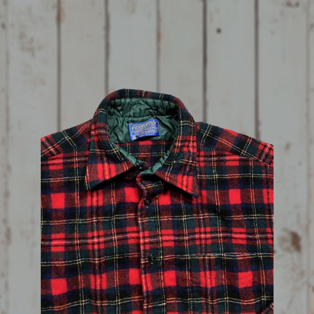 Pendleton VINTAGE Pendleton Jacket Mens Medium Red Green Plaid Wool Flannel 70s USA Mens Size US L / EU 52-54 / 3 - 1 Thumbnail