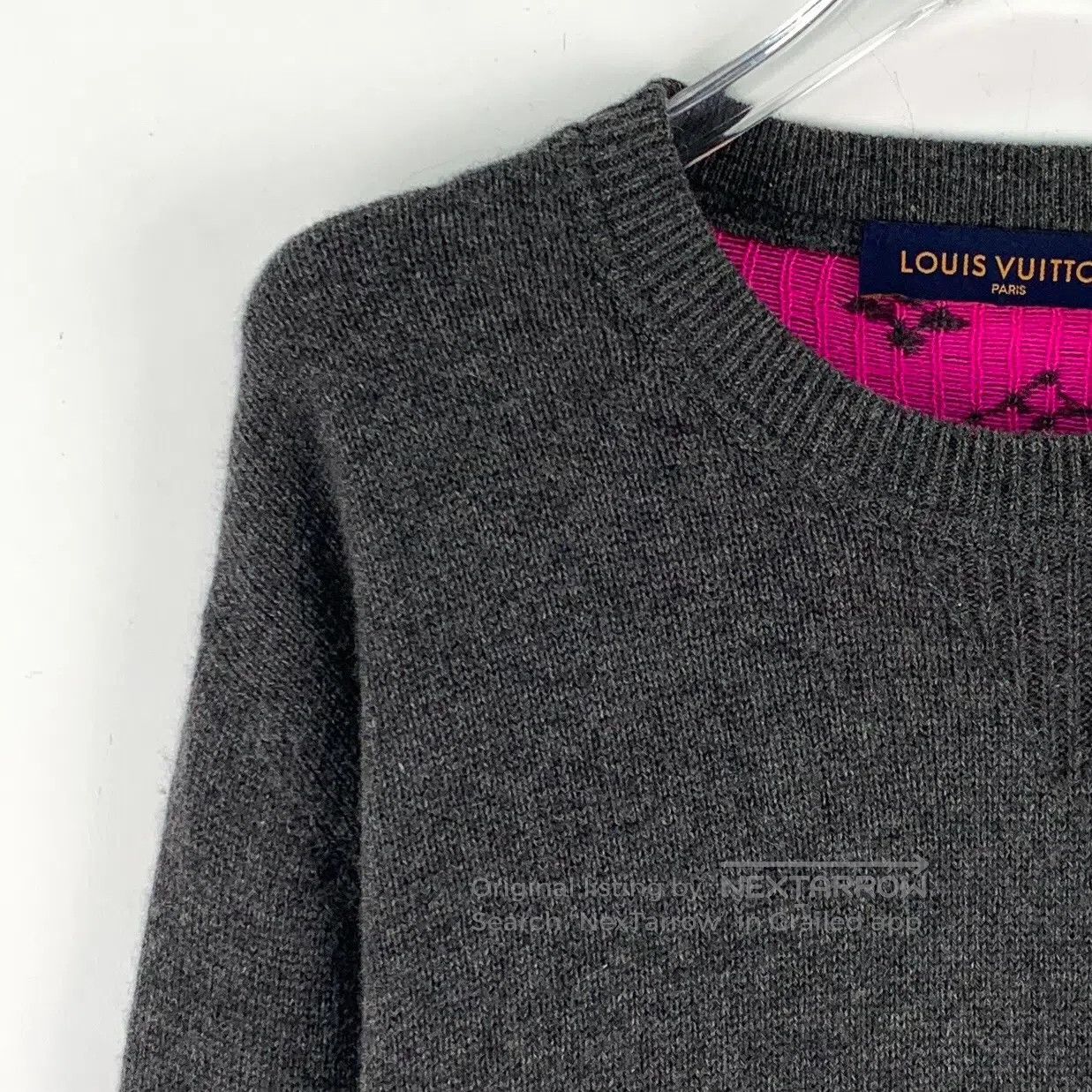 Louis Vuitton Louis Vuitton Dark Gray Back Monogrammed Cashmere Round Ne Size US XL / EU 56 / 4 - 3 Thumbnail