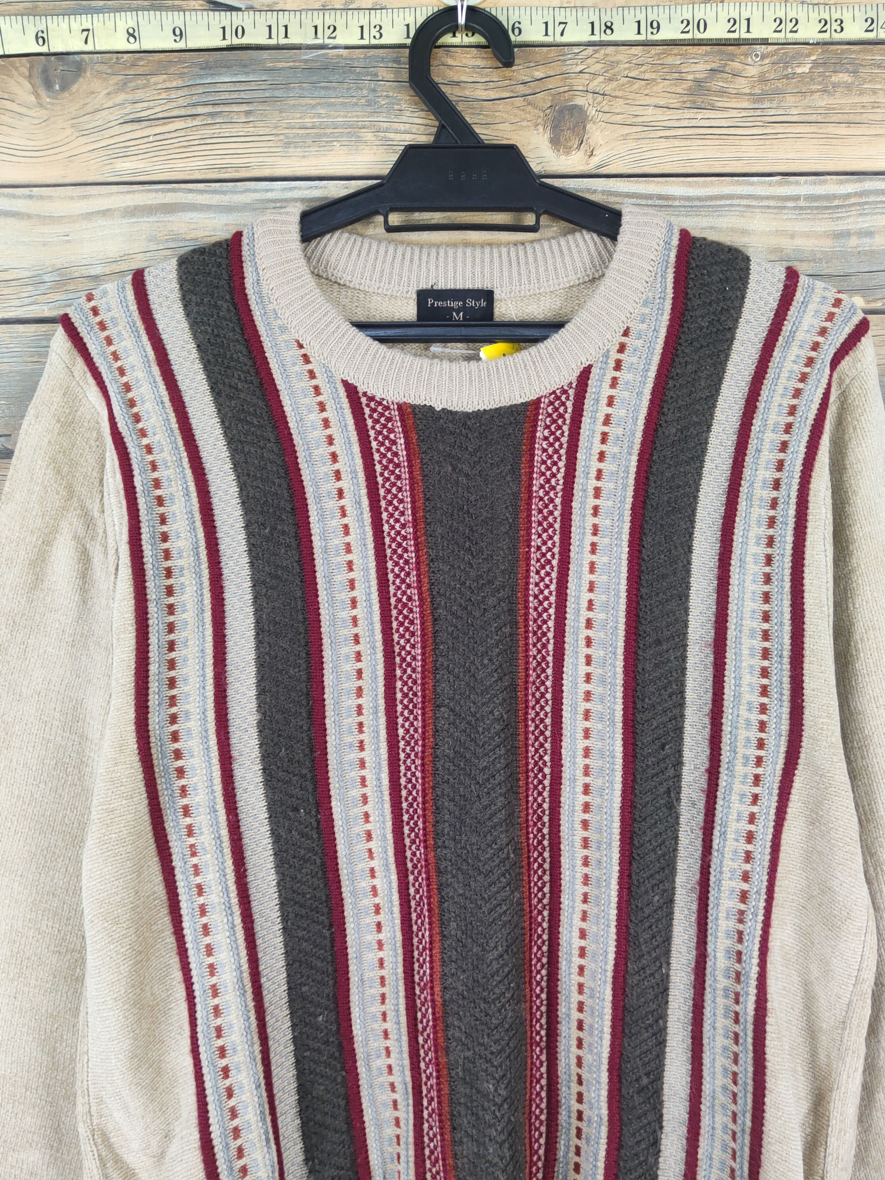 Homespun Knitwear Prestige style Brown Knitwear striped Sweatshirts #W1273 Size US M / EU 48-50 / 2 - 2 Thumbnail