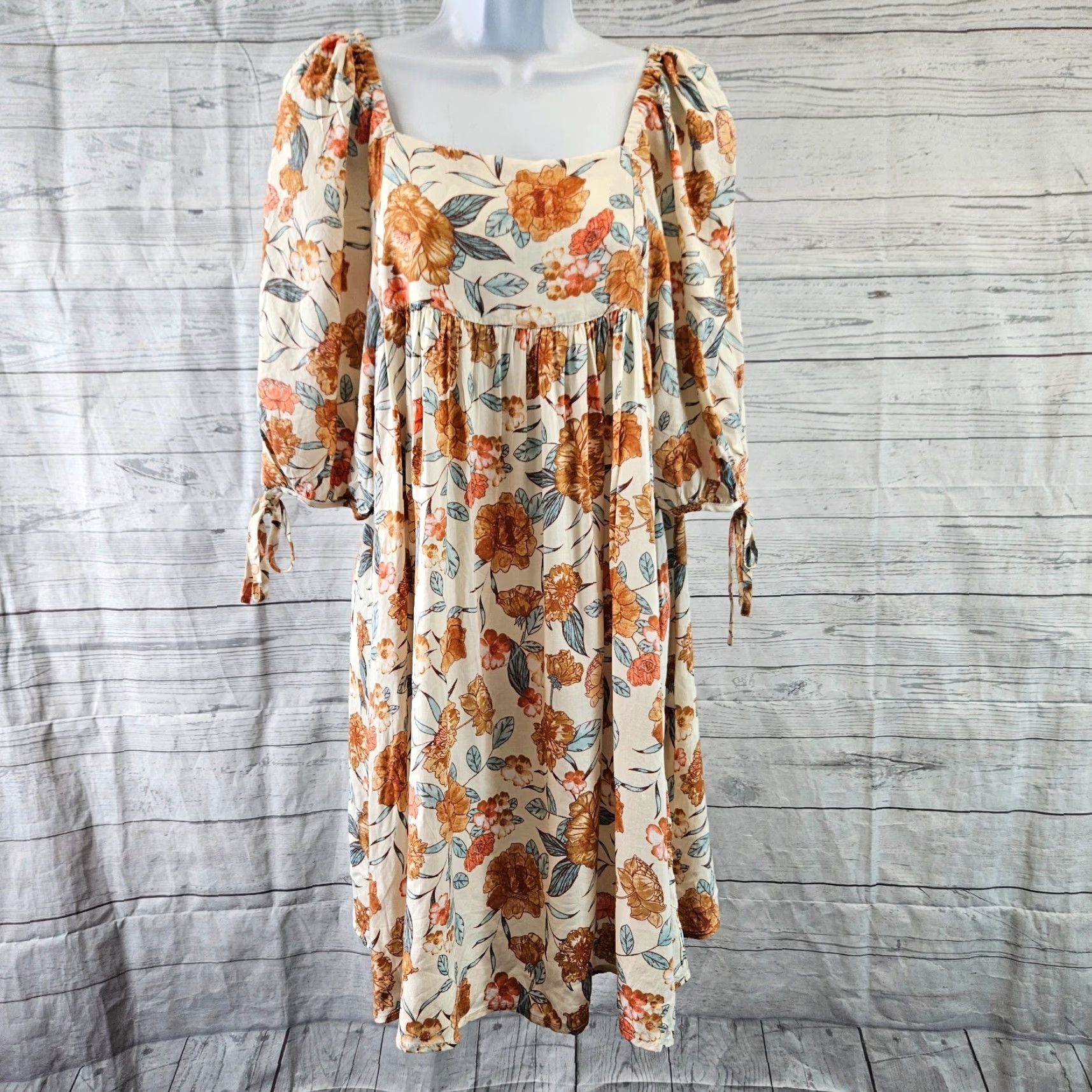 Vintage Hayden Womens Dress Small Cream Pink Floral 3/4 Sleeve Rayon Size S / US 4 / IT 40 - 2 Thumbnail