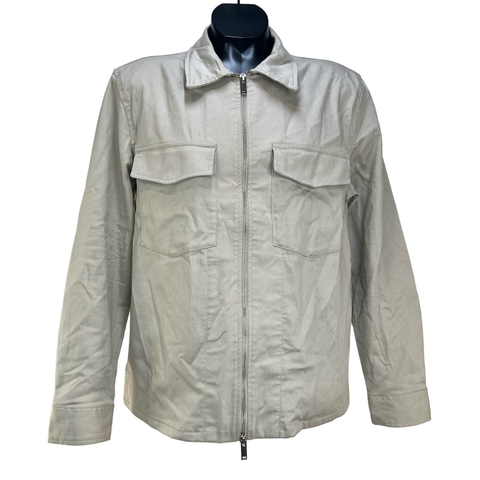 Zara Zip Front Jacket Sand Overshirt Khaki