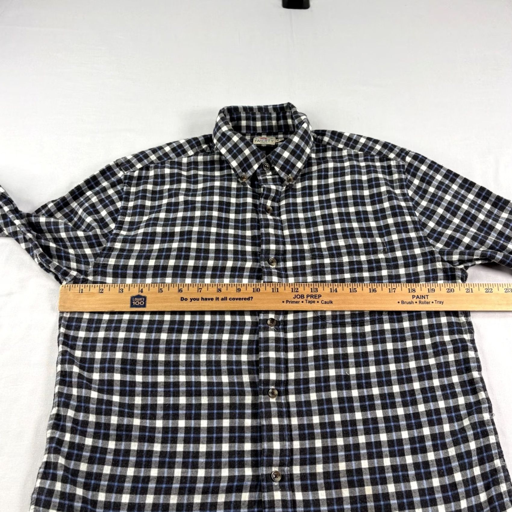 Faherty Faherty Shirt Mens M Black Plaid Flannel Button-Up Casual Pocketed Striped? (Note: Do not include new words) Size US M / EU 48-50 / 2 - 5 Thumbnail