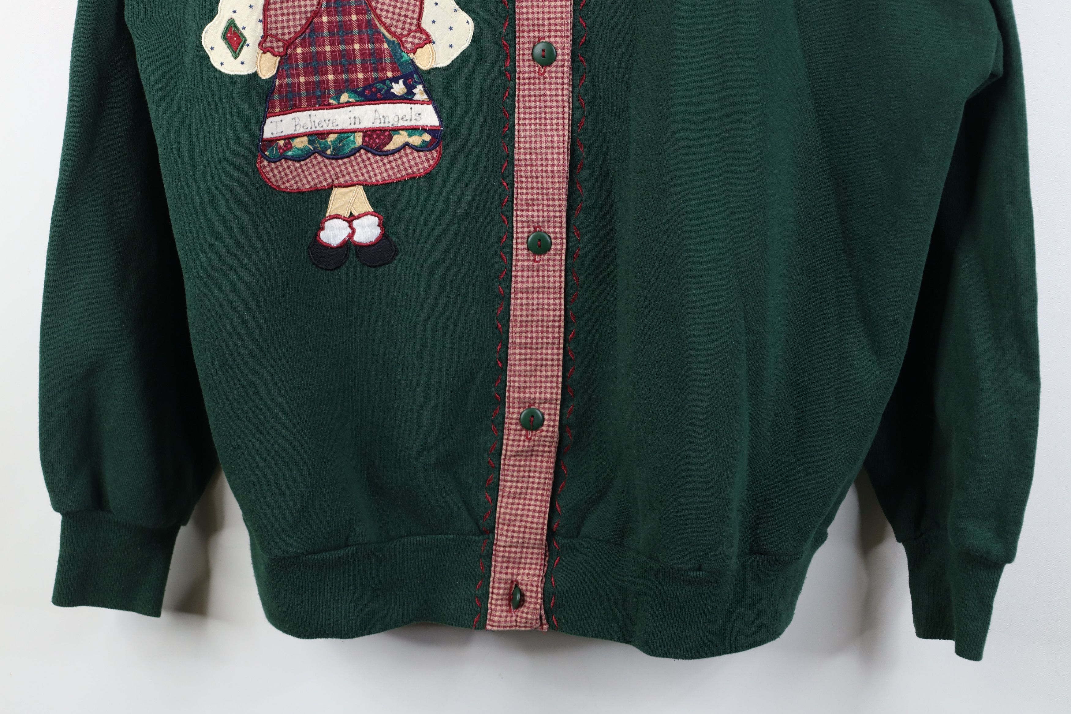Vintage Vintage 90s Patchwork Angel Star Cardigan Sweatshirt USA Size XL / US 12-14 / IT 48-50 - 3 Thumbnail