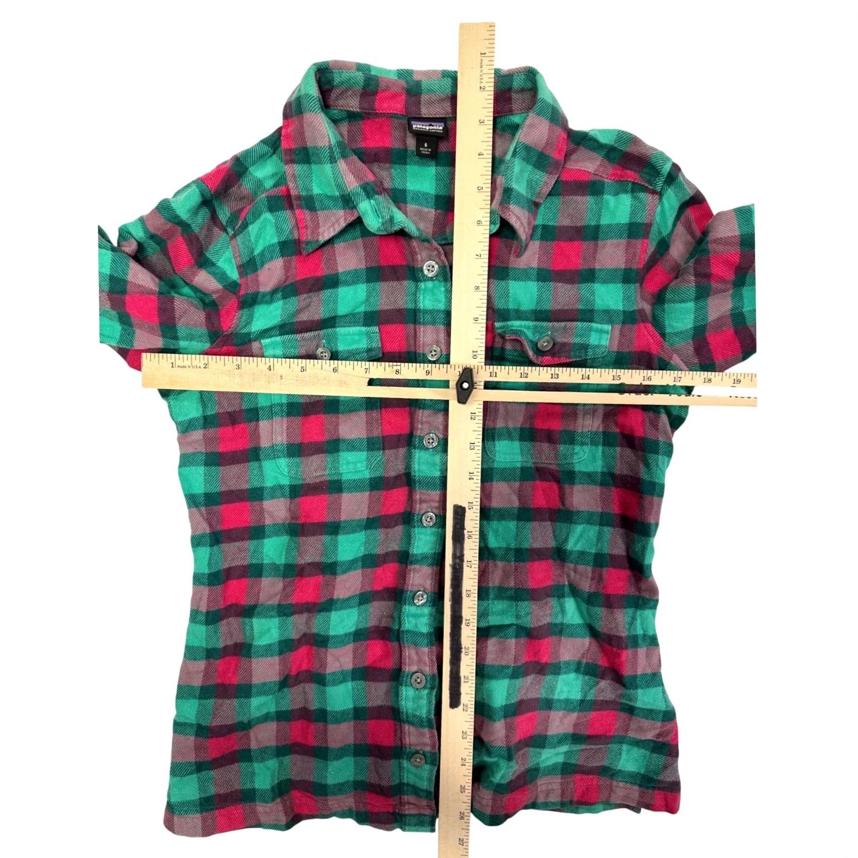 Patagonia Patagonia Shirt Womens Organic Cotton Flannel Pink Green Plaid Size 6 Button-Up Neckline Collared Long Sleeve Casual Outdoor Vintage No Size M / US 6-8 / IT 42-44 - 3 Thumbnail