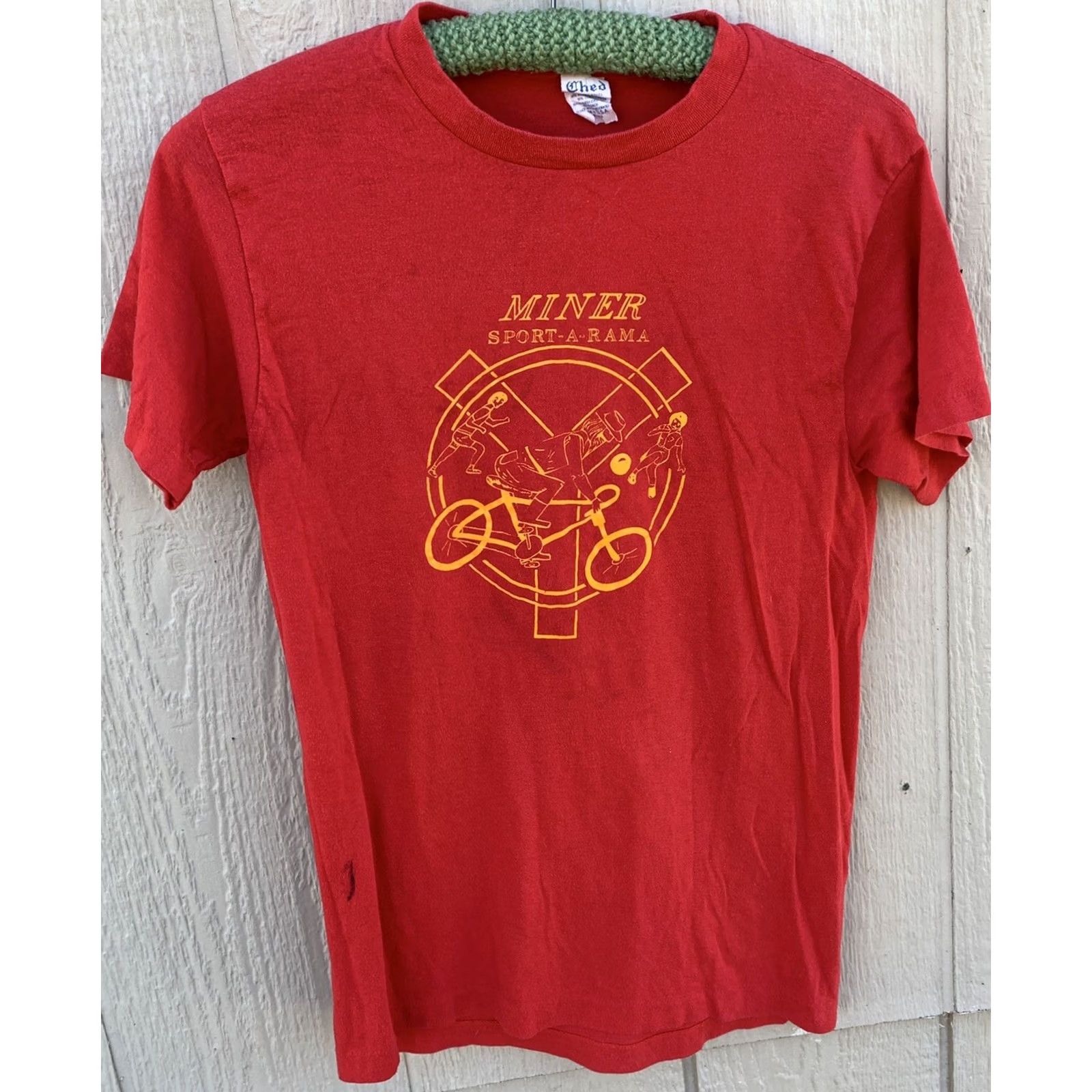 Vintage VINTAGE Ched MINER SPORT-A-RAMA T-Shirt Red 1970s 70s Single Stitch L Mens Graphic Tee USA Sportswear/Beach Size US L / EU 52-54 / 3 - 5 Thumbnail