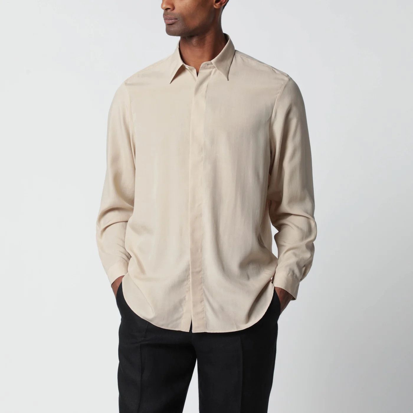 Lardini o1d2blof0526 Linen-blend Shirt in Beige Size US S / EU 44-46 / 1 - 1 Thumbnail