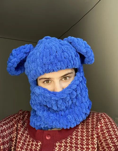 VIBE Handmade Knitted Balaclava Teddy Bear Bunny Style 205w39nyc Size ONE SIZE - 4 Thumbnail