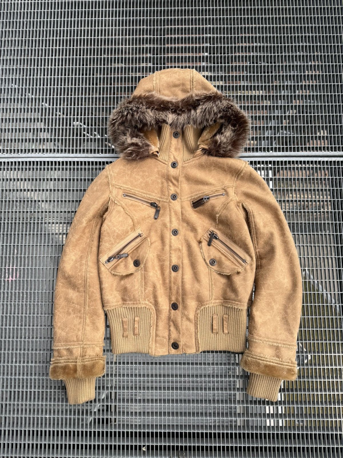 Vintage Suede Leather Multizip Fur Streetwear Insulated Jacket Size M / US 6-8 / IT 42-44 - 1 Thumbnail