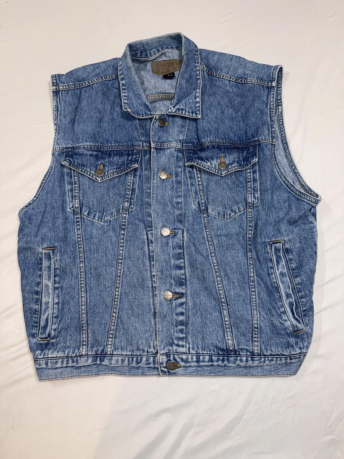 Unknown London VTG America Perry Ellis Blue Denim Vest Jacket Sleeveless Size US L / EU 52-54 / 3 - 1 Thumbnail
