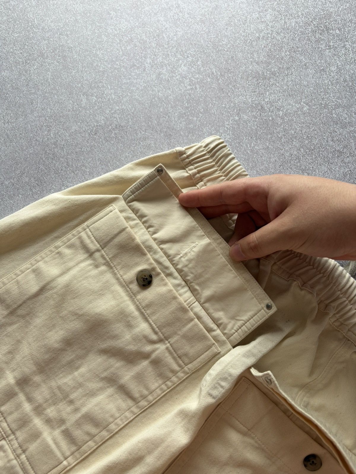Rick Owens Rick Owens Fogachine SS22 Drop Crotch Wide Cut Beige Shorts Size US 31 - 12 Thumbnail