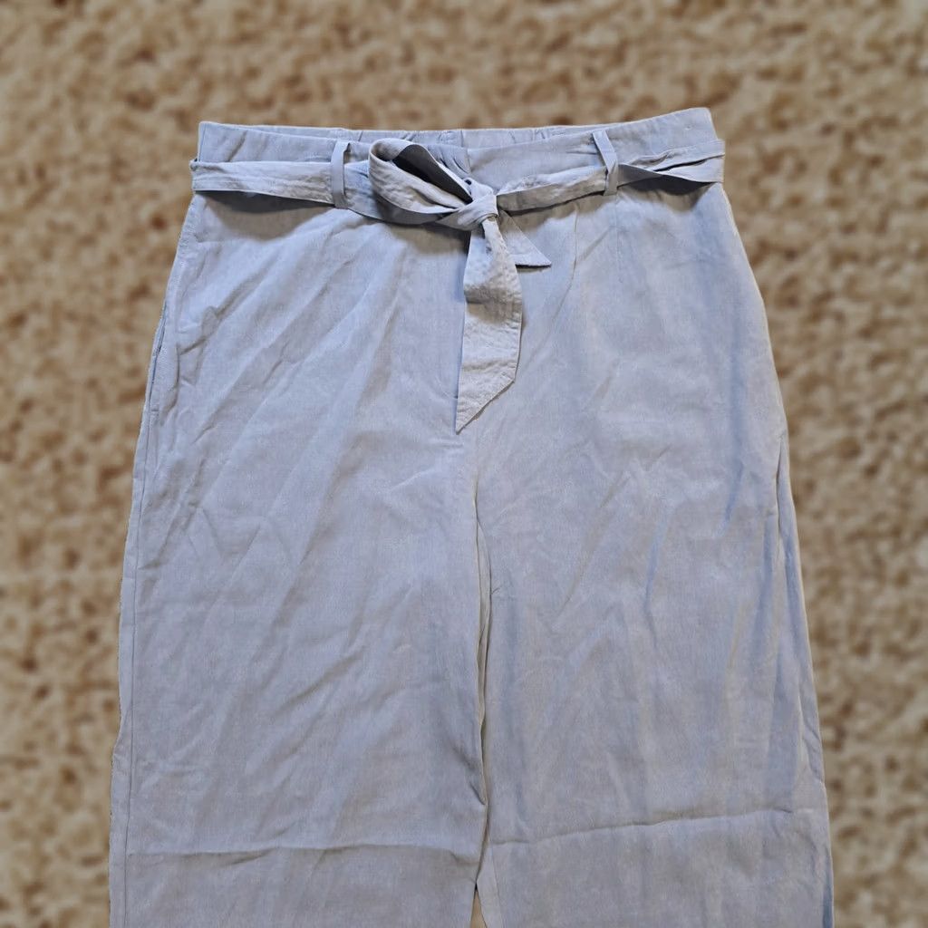 J. Jill J Jill Pants Women Size 6 Blue Silk Wide-Leg Belted Dress Pants Quiet Luxury Capsule Casual Business Travel Regular Women Size 28" / US 6 / IT 42 - 1 Thumbnail